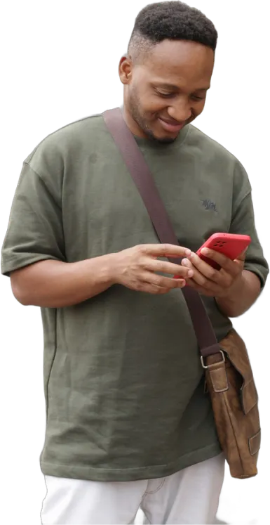 a customer on his phone