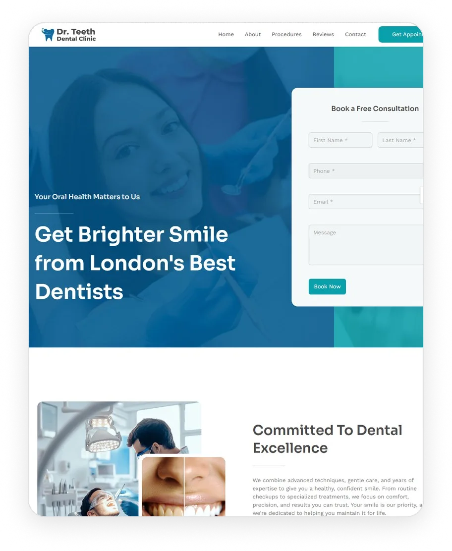 a dental practice site