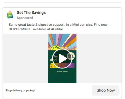 a native video ad (Meta Ad Library)