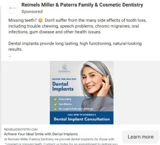 a real dental ad (Meta Ad Library)