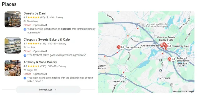 a real Google local pack