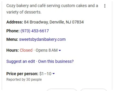 consistent business details on Google