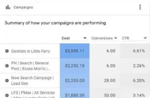 Google Ads campaign summary