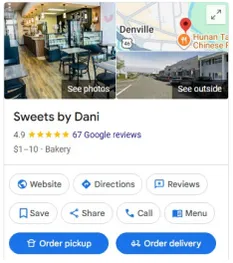 Sweets by Dani, listed as a Bakery